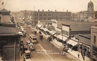 1911 Aberdeen South Dakota Sd Main Street Birdseye View Trolley Rppc Postcard