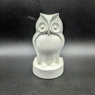 Vintage White Painted Metal Owl Bookend Or Paperweight