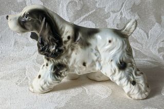 Vintage English Cocker Spaniel Dog Figurine Glazed Ceramic