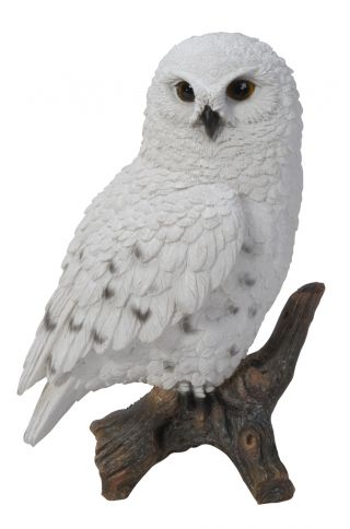 6.  7 " Tall Realist Look Snow Owl Standing Resin Figurine Statue