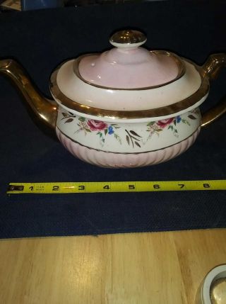 Vintage Gibsons Staffordshire England Teapot White W/flower Accent
