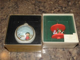 Hallmark Ornaments 1983 Santa & Friends & 1978 Merry Christmas W/boxes