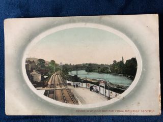 Hay - On - Wye Railway Station And River Wye And Bridge 1911