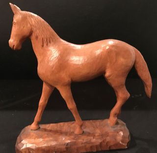 Carved Hard Wood Wooden Horse Statue Figure Art Figurine Sculpture