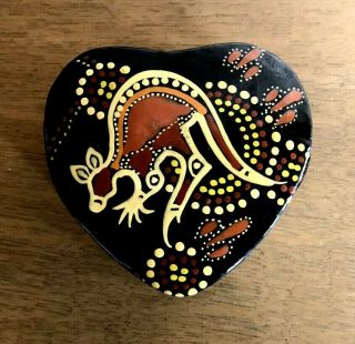 Towabba Aboriginal Art Heart Shaped Paper Mache 