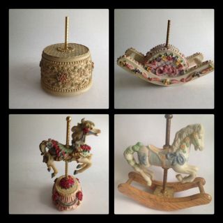 Vintage Rocking Carousel Horse Musical Figurine & Parts Resin 4 Choices
