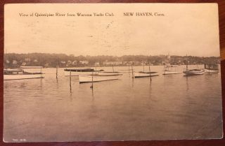 View Of Quinnipiac River From Tacoma Yacht Club Haven Connecticut Litho 1916
