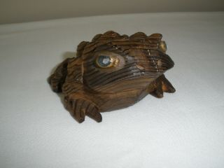 Vintage Mid - Century Modern Cryptomeria Hand - Carved Japanese Cedar Wood Toad/frog