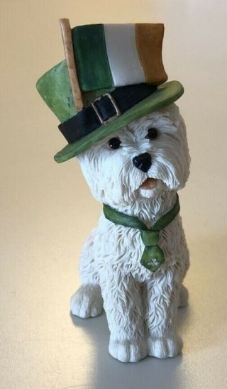 Old Uk Sculptures West Highland White Terrier Irish Flag Neck Tie Westie Dog Mib