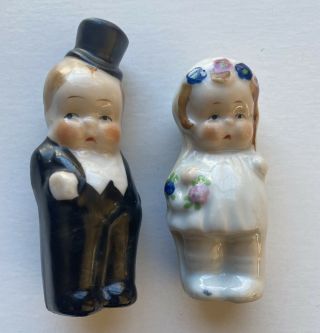 Vintage Boy & Girl Bride & Groom Wedding Salt And Pepper Shakers Made In Japan