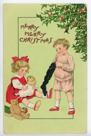 Tucks Christmas Children Series Teddy Bear Antique Ca.  1910s