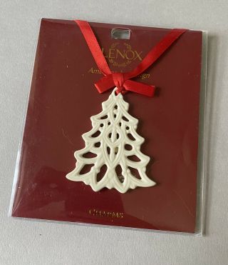 Lenox White Porcelain Pierced Christmas Tree Charm Ornament