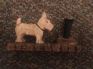 Vintage Ornawood White Scotty Dog Scottish Terrier Figurine Desk Pen Set Holder