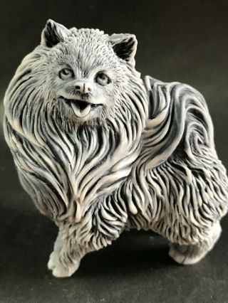 Pomeranian Spitz Figurine Marble Chips Realistic Dog Souvenir