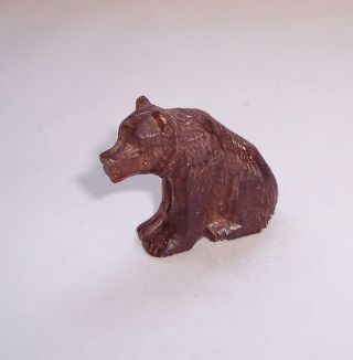 Antique Vintage Miniature Black Forest Wooden Sitting Bear Figure Hand Carved