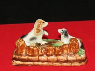 Vintage 2 Dogs Dog Black And White Figurines Made In Occupied Japan