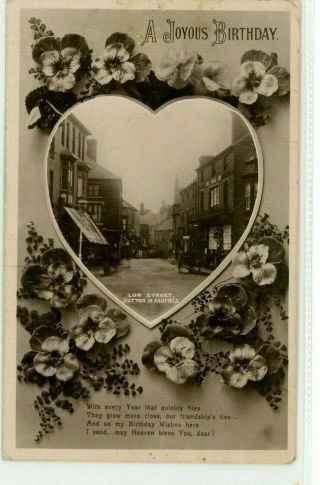 Sutton - In - Ashfield Rp Of Low Street Within Heart Of Birthday Greetings Pc 1914