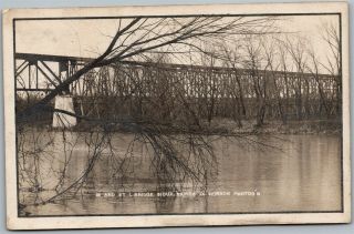 1911 Sioux Rapids Ia M&stl Train Bridge Iowa Railroad Rppc Photo Postcard D3