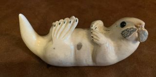 Vintage Stonecraft Seal Sea Lion Figurine Base Marble Type White Grey