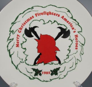 1985 Griffith Pottery House Firefighters - America ' s Heroes Christmas Plate 2