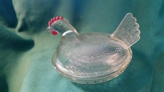 Vintage Clear Glass Covered Chicken Dish