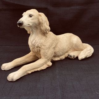 Saluki Dog Figurine.  Blond Realistic Resin Eyes Really Lifelike 10.  5” X 5” Tall