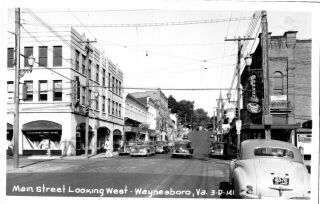 Postcard,  Downtown Waynesboro,  Va,  1950 
