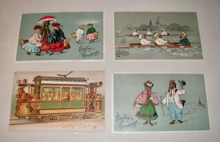 Antique Postcard Easter Anthropomorphic Chicks/chickens - Made In Germany - 4