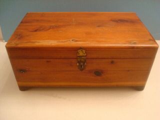 Vintage Cedar Wood Hope Treasure Jewelry Box Stash Handles Hinges Latch