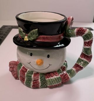Vintage Christmas Snowman With Top Hat - Large Coffee Cup / Mug