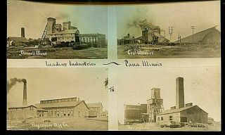 Circa 1920`s Pana,  Il.  Illinois Rppc Coal Mine Coal Mining Photo Postcard