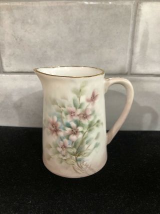 Signed Vintage Small Hand Painted Creamer With Floral Design