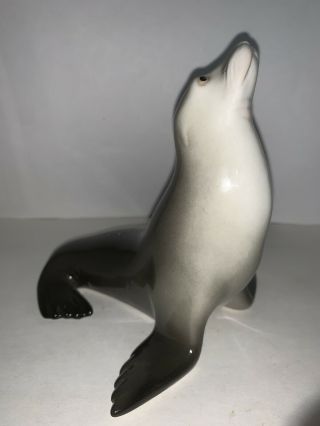 Vintage Lomonosov Russian Porcelain Seal Sea Lion Ceramic Figurine Marked