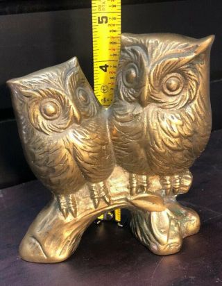 Vintage Brass Owls On Branch Aprox.  4 1/2”