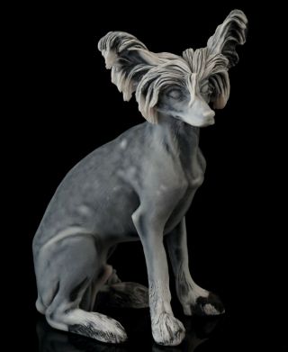 Chinese Crested Dog Marble Figurine Stone Sculpture Animal Miniature Statue