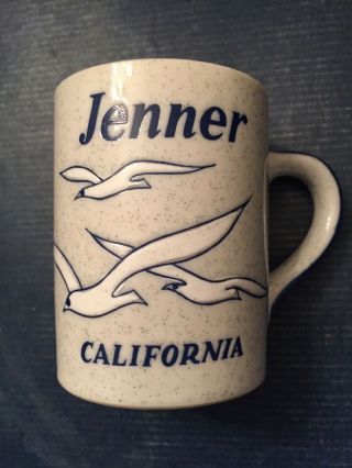 Vintage Jenner By The Sea Coffee Mug Tea Cup Grey/blue/white Seagulls Beach