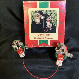 Hallmark Ornament Party Line Raccoons Keepsake Vintage 1988 Campbell’s Soup