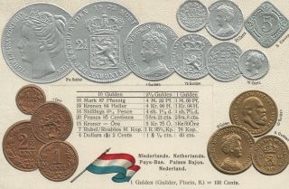 Vintage Netherlands Embossed Copper Silver & Gold Coins Postcard Max Heimbrecht