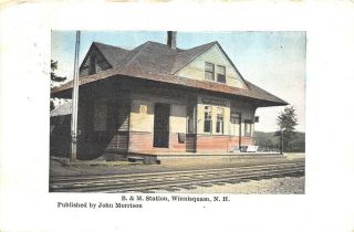 Winnisquam Nh B&m Railroad Station Train Depot Postcard