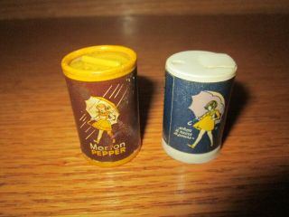 Vintage Morton Salt And Pepper Shakers Miniature Plastic Advertising