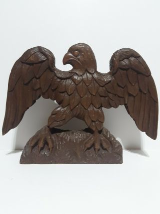 Vintage Hand Carved Wooden American Bald Eagle 12 " X16 " Folk Art Bird Statue