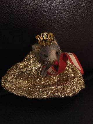 Rare Vintage The Little Mouse Factory Real Fur Beauty Queen Mouse 2” Ms Oklahoma