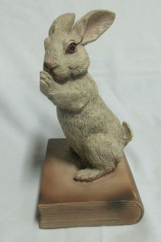 Vintage Bunny Rabbit Figure Standing On Book (bookend) Chrisdon By Expo
