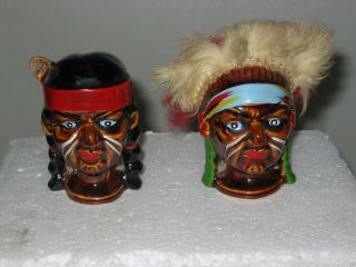 Vintage Indian Salt And Pepper Shakers Chief 