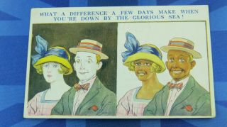 Vintage A & H Fred Spurgin ? Comic Postcard 1922 Suntan What Difference Few Days
