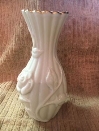 Lenox China Rose Blossom Vase Hand decorated with 24 K Gold 5 3/4” 2