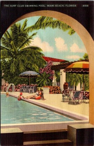 Postcard The Surf Club Swimming Pool Miami Beach Fla