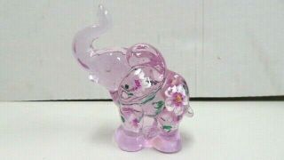 Fenton For Lenox Art Glass Pink Hand Painted Elephant Rose Belle Figurine