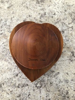 Vintage Denver Co Heart Shaped Wooden Box,  Possibly Cedar,  For Jewelry/trinkets