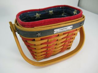 Longaberger Patriotic Basket,  Red Blue Weave,  Star Head Tacks,  Liner Blue,  Stars